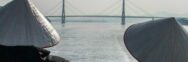 bridge, ship, nature, sea, hats, people